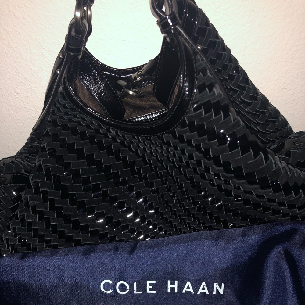 Triangle tote black with silver Genevieve tote